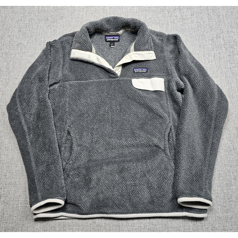Patagonia Jacket Womens Medium Gray‎ Fleece Snap Pullover Anorak Casual Outdoor
